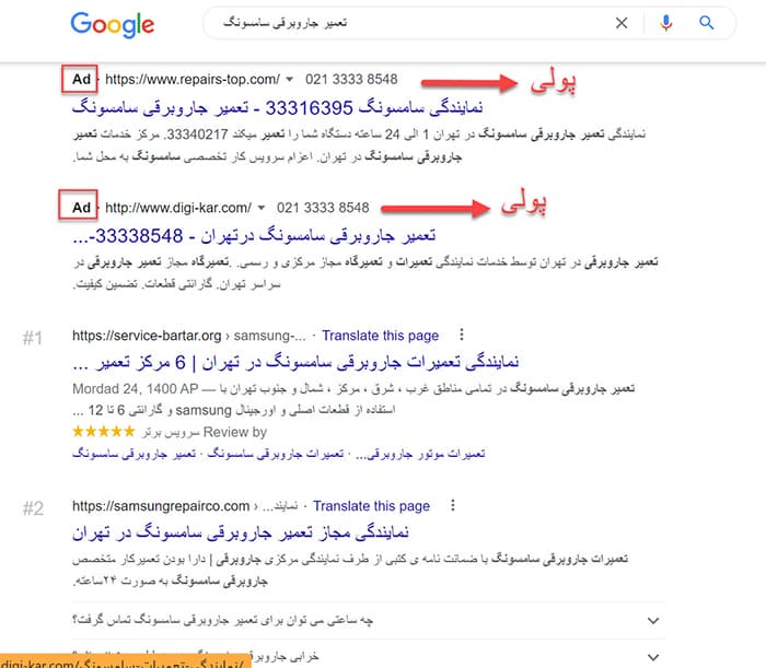 نمونه نتایج پولی