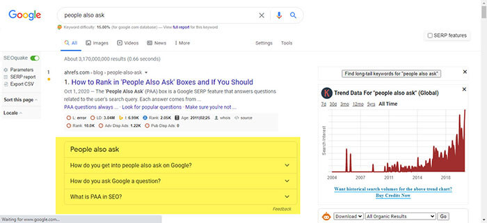 ابزار people also ask گوگل