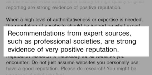 توصیه نامه های متخصصین از طرف حوزه کاری