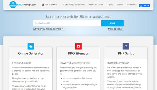 ایجاد سایت مپ با استفاده از ابزار آنلاین xmlsitemap